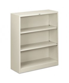 Metal Bookcase, Three-Shelf, 34-1/2w X 12-5/8d X 41h, Light Gray