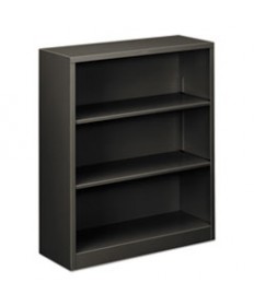 Metal Bookcase, Three-Shelf, 34-1/2w X 12-5/8d X 41h, Charcoal