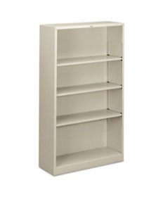 Metal Bookcase, Four-Shelf, 34-1/2w X 12-5/8d X 59h, Light Gray