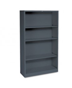 Metal Bookcase, Four-Shelf, 34-1/2w X 12-5/8d X 59h, Charcoal