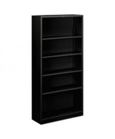 Metal Bookcase, Five-Shelf, 34-1/2w X 12-5/8w X 71h, Black