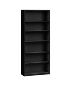 Metal Bookcase, Six-Shelf, 34-1/2w X 12-5/8d X 81-1/8h, Black