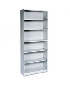 Metal Bookcase, Six-Shelf, 34-1/2w X 12-5/8d X 81-1/8h, Light Gray