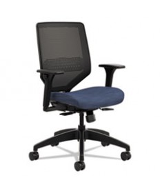 SOLVE SERIES MESH BACK TASK CHAIR, SUPPORTS UP TO 300 LBS., MIDNIGHT SEAT, BLACK BACK, BLACK BASE