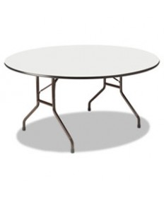 Premium Wood Laminate Folding Table, 60 Dia. X 29h, Gray Top/charcoal Base