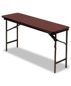 Premium Wood Laminate Folding Table, Rectangular, 60w X 18d X 29h, Mahogany