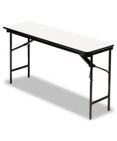 Premium Wood Laminate Folding Table, Rectangular, 72w X 18d X 29h, Gray/charcoal
