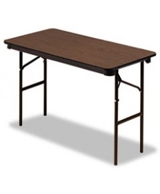 Economy Wood Laminate Folding Table, Rectangular, 48w X 24d X 29h, Walnut