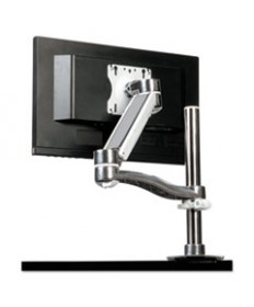 DESK-MOUNTED FLAT PANEL MONITOR ARM, FOR 22" MONITORS, 360 DEG ROTATION, 180 DEG TILT, 360 DEG PAN, SILVER, SUPPORTS 40 LB