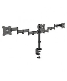 ARTICULATING TRIPLE MONITOR ARMS, FOR 13" TO 27" MONITORS, 360 DEG ROTATION, 45 DEG TILT, 180 DEG PAN, BLACK, SUPPORTS 18 LB