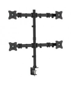 ARTICULATING QUAD MONITOR ARMS, FOR 13" TO 27" MONITORS, 360 DEG ROTATION, 45 DEG TILT, 180 DEG PAN, BLACK, SUPPORTS 18 LB