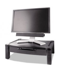 WIDE DELUXE TWO-LEVEL MONITOR STAND WITH DRAWER, 20" X 13.25" X 3" TO 6.5", BLACK, SUPPORTS 50 LBS