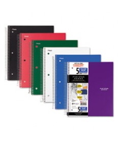 WIREBOUND NOTEBOOK, 5 SUBJECTS, COLLEGE RULE, ASSORTED COLOR COVERS, 11 X 8.5, 200 SHEETS