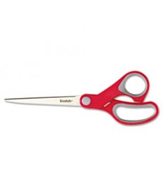 MULTI-PURPOSE SCISSORS, POINTED TIP, 7" LONG, 3.38" CUT LENGTH, GRAY/RED STRAIGHT HANDLE