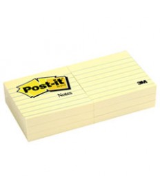 Original Pads In Canary Yellow, 3 X 3, Lined, 100-Sheet, 6/pack