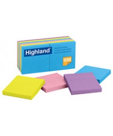 Self-Stick Notes, 3 X 3, Assorted Bright, 100-Sheet, 12/pack