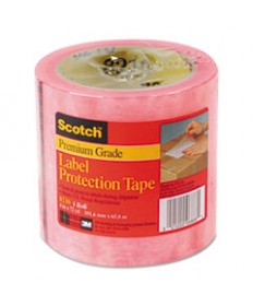 Label Protection Tape, 2.5 Mil Pink Tint Film Tape, 4 X 72yds, 3 Core