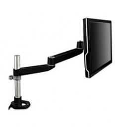 DUAL MONITOR SWIVEL ARM, 360 DEGREE ROTATION, +15 DEGREE/-90 DEGREE TILT, 180 DEGREE PAN, BLACK/GRAY, SUPPORTS 30 LB