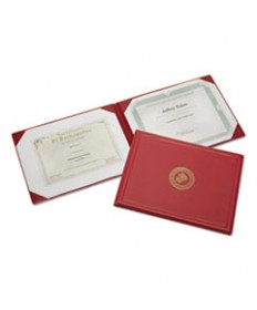 7510010561927 SKILCRAFT AWARD CERTIFICATE BINDER, 8 1/2 X 11, MARINE CORPS SEAL, RED/GOLD