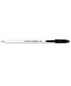 7520010589978 SKILCRAFT STICK BALLPOINT PEN, MEDIUM 1MM, BLACK INK, WHITE BARREL, DOZEN