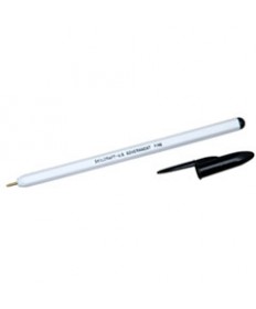 7520010605820 SKILCRAFT STICK BALLPOINT PEN, FINE 0.7MM, BLACK INK, WHITE BARREL, DOZEN