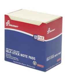 7530011167865 SKILCRAFT SELF-STICK NOTE PADS, 3 X 5, UNRULED, YELLOW, 100 SHEETS, DOZEN POSTED NOTE