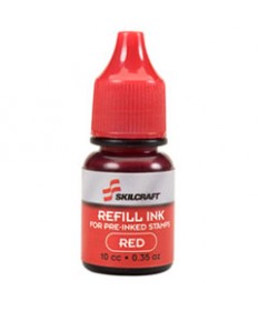 7510012073960 SKILCRAFT ACCUSTAMP REFILL INK, .35 OZ BOTTLE, RED