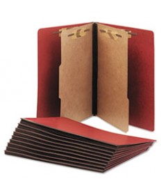 7530015567912 SKILCRAFT PRESSBOARD TOP TAB CLASSIFICATION FOLDER, 2 DIVIDERS, LETTER SIZE, EARTH RED, 10/BOX