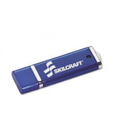 7045015584992, SKILCRAFT USB FLASH DRIVE WITH 256-BIT AES ENCRYPTION, 4 GB, BLUE