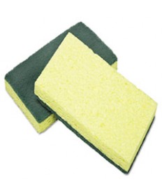 7920015664130, SKILCRAFT, CELLULOSE SCRUBBER SPONGE, 3.25 X 6.25, YELLOW/GREEN, 3/PACK