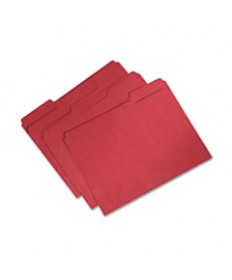 7530015664134 SKILCRAFT RECYCLED FILE FOLDERS, 1/3-CUT 1-PLY TABS, LETTER SIZE, RED, 100/BOX
