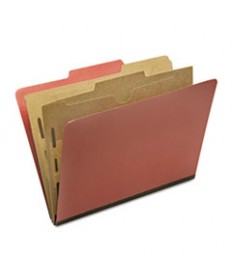 7530016006979 SKILCRAFT POCKET-STYLE CLASSIFICATION FOLDER, 2 DIVIDERS, LETTER SIZE, EARTH RED, 10/BOX