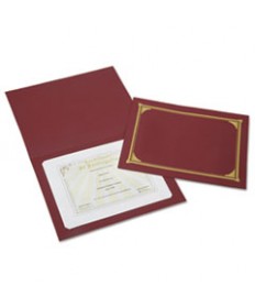 7510016272958 SKILCRAFT GOLD FOIL DOCUMENT COVER, 12 1/2 X 9 3/4, BURGUNDY, 6/PK