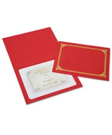 7510016272960 SKILCRAFT GOLD FOIL DOCUMENT COVER, 12 1/2 X 9 3/4, RED, 6/PACK