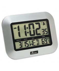 6645016611877 SKILCRAFT LCD DIGITAL RADIO-CONTROLLED CLOCK, 7.25" X 9.75", SLIVER CASE, 2 AAA (SOLD SEPARATELY)