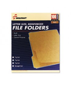 7530006630031 SKILCRAFT MEDIUM FILE FOLDERS, STRAIGHT TAB, LETTER SIZE, KRAFT, 100/BOX