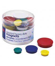 ASSORTED HEAVY-DUTY MAGNETS, CIRCLES, ASSORTED SIZES AND COLORS, 30/TUB