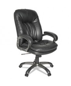 EXECUTIVE SWIVEL/TILT BONDED LEATHER HIGH-BACK CHAIR, SUPPORTS UP TO 250 LBS., BLACK SEAT/BLACK BACK, BLACK BASE