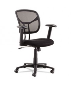 SWIVEL/TILT MESH TASK CHAIR WITH ADJUSTABLE ARMS, SUPPORTS UP TO 250 LBS., BLACK SEAT/BLACK BACK, BLACK BASE