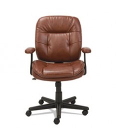 SWIVEL/TILT BONDED LEATHER TASK CHAIR, SUPPORTS UP TO 250 LBS., CHESTNUT BROWN SEAT/CHESTNUT BROWN BACK, BLACK BASE