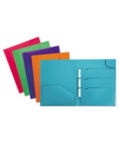 Divide It Up Four-Pocket Poly Folder, 11 X 8-1/2, Assorted