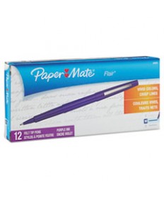 POINT GUARD FLAIR STICK POROUS POINT PEN, MEDIUM 0.7MM, PURPLE INK/BARREL, DOZEN