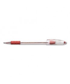 R.S.V.P. STICK BALLPOINT PEN, MEDIUM 1MM, RED INK, CLEAR/RED BARREL, DOZEN