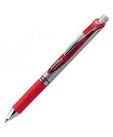 ENERGEL RTX RETRACTABLE GEL PEN, MEDIUM 0.7 MM, RED INK, RED/GRAY BARREL