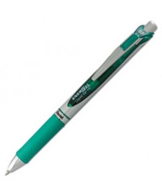 ENERGEL RTX RETRACTABLE GEL PEN, MEDIUM 0.7 MM, GREEN INK, GREEN/GRAY BARREL