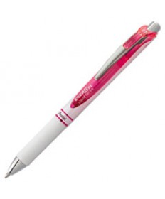 ENERGEL RTX RETRACTABLE GEL PEN, 0.7 MM, PINK INK, WHITE/PINK BARREL