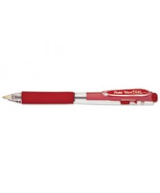 WOW! RETRACTABLE GEL PEN, MEDIUM 0.7 MM, RED INK, CLEAR/RED BARREL, DOZEN