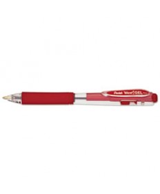 WOW! RETRACTABLE GEL PEN, MEDIUM 0.7 MM, RED INK, CLEAR/RED BARREL, DOZEN