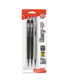 SHARP MECHANICAL PENCIL, 0.5 MM, HB (#2.5), BLACK LEAD, ASSORTED BARREL COLORS, 3/PACK