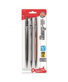 SHARP MECHANICAL PENCIL, 0.7 MM, HB (#2.5), BLACK LEAD, ASSORTED BARREL COLORS, 3/PACK